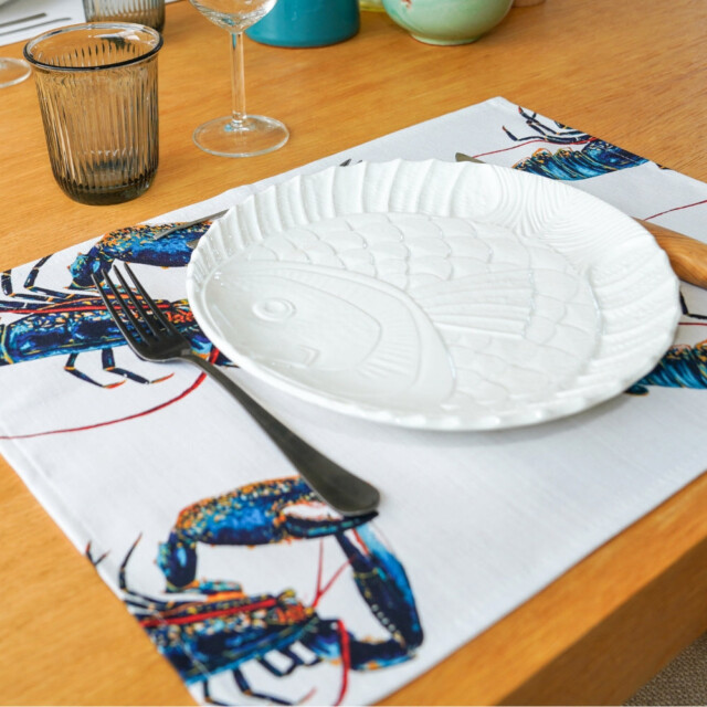 varek.illustrations - Set de table en coton enduit : Homard