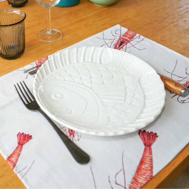 varek.illustrations - Set de table en coton enduit : Crevette