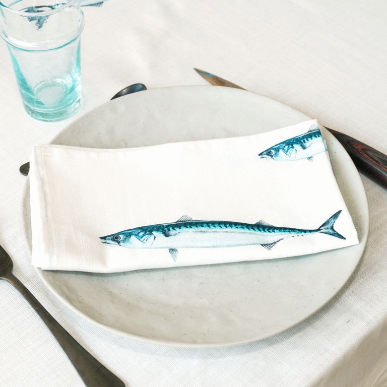 varek.illustrations - Pack de 6 serviettes de table : La Marée Bleue