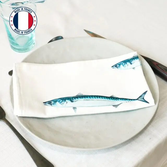 Varek Illustrations - Serviette de table en coton : Maquereau