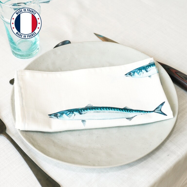 varek.illustrations - Serviette de table en coton : Maquereau