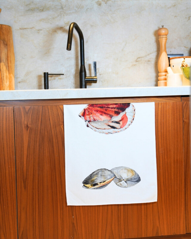 varek.illustrations - Torchon 100% coton : La Coquille Saint Jacque & La Palourde