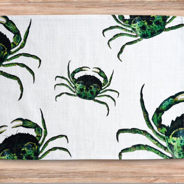 varek.illustrations - Set de table en coton enduit : Crabe Vert