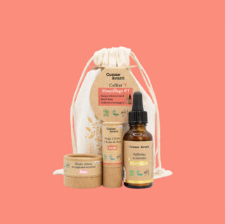 Coffret Maquillage Bio, Vegan & Naturel – Fabriqué en France – Blush, Rouge à Lèvres et Paillettes Highlighters par la marque Comme Avant Comme Avant - Coffret Maquillage Bio, Vegan & Naturel – Fabriqué en France – Blush, Rouge à Lèvres et Paillettes Highlighters