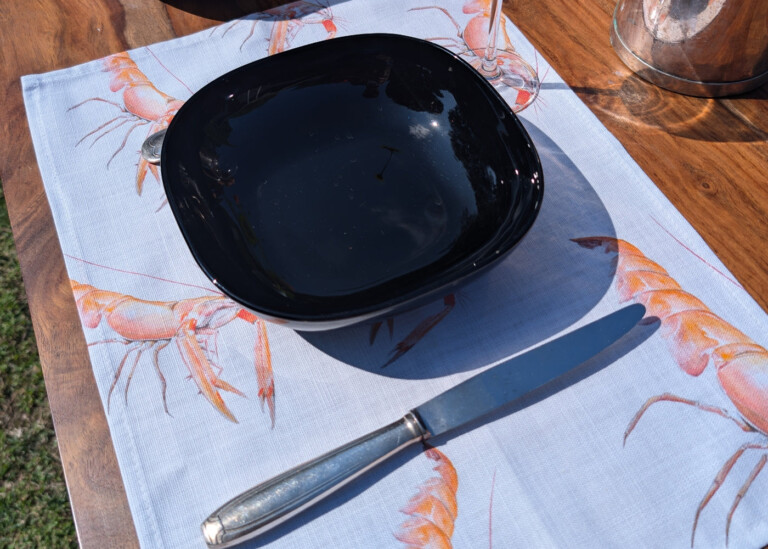 varek.illustrations - Set de table en coton enduit : Langoustine