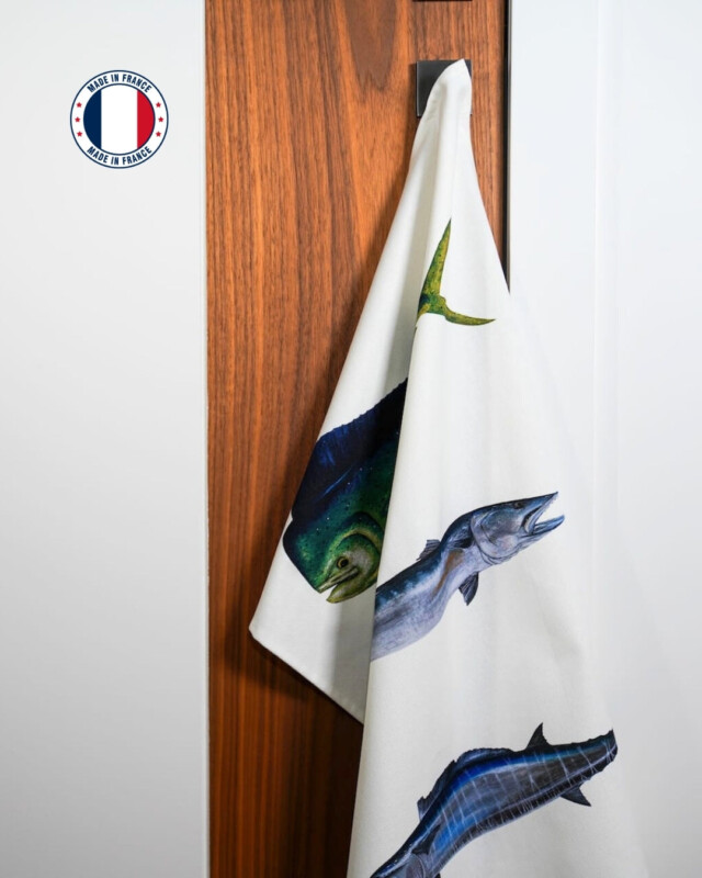 Varek Illustations - Torchon 100% coton : Les Poissons Exotiques