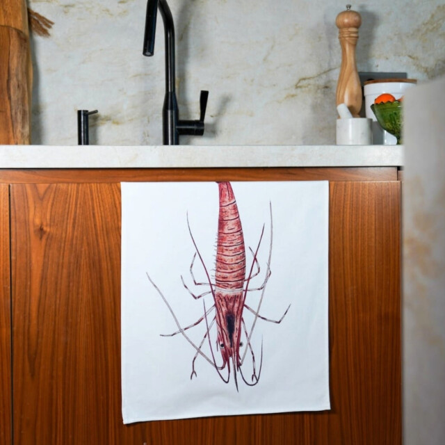 varek.illustrations - Torchon 100% coton : La Crevette