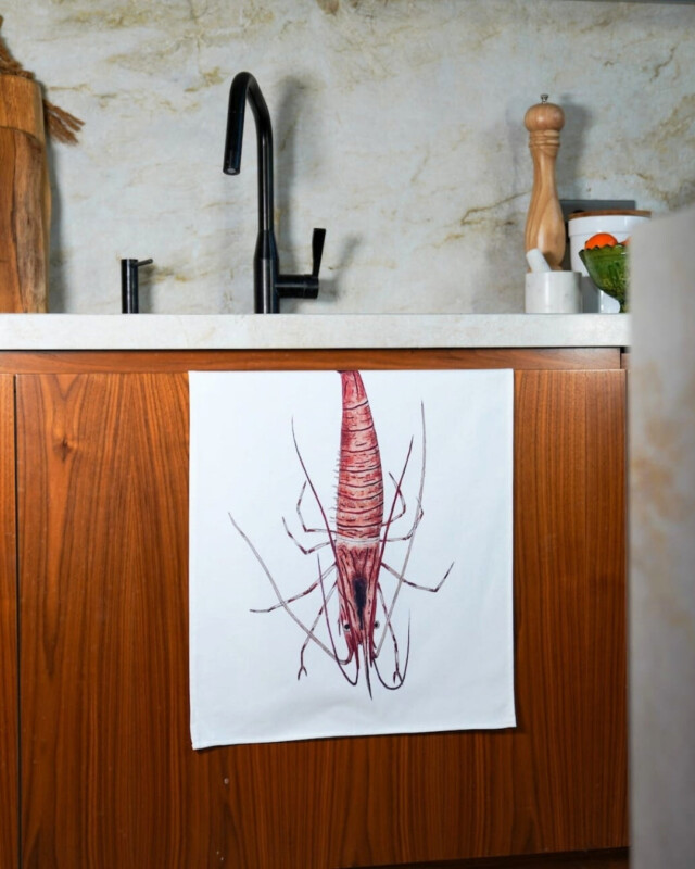 varek.illustrations - Torchon 100% coton : La Crevette