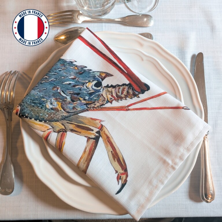 varek.illustrations - Serviette de table en coton : Langouste