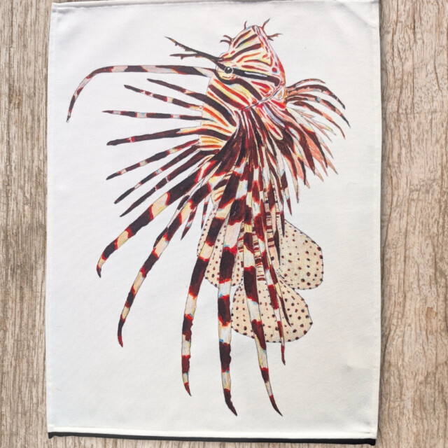 varek.illustrations - Torchon 100% coton : Le Poisson Lion
