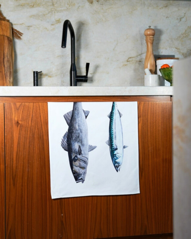 varek.illustrations - Torchon 100% coton : Le Bar et le Maquereau