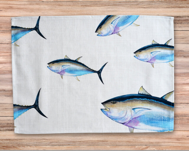 varek.illustrations - Set de table en coton enduit : Thon Rouge