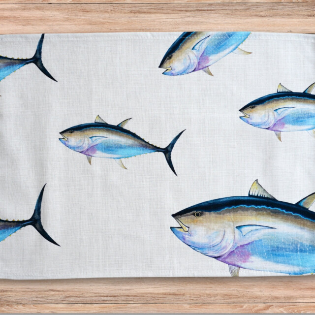 varek.illustrations - Set de table en coton enduit : Thon Rouge