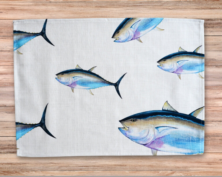 varek.illustrations - Set de table en coton enduit : Thon Rouge