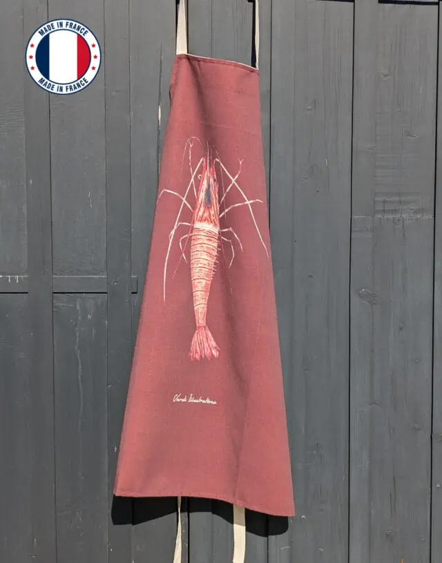 Varek Illustations - Tablier Rouge brun 100% coton : La Crevette
