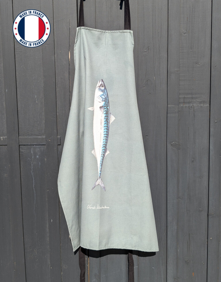 varek.illustrations - Tablier Bleu Celadon 100% coton : Le Maquereau