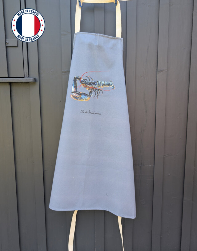 Varek Illustations - Tablier Bleu Profond 100% coton : Le Homard