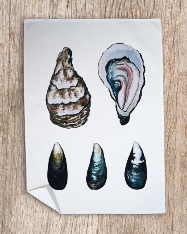 varek.illustrations - Lot de 3 Torchons 100% coton : Le plateau de fruits de mer