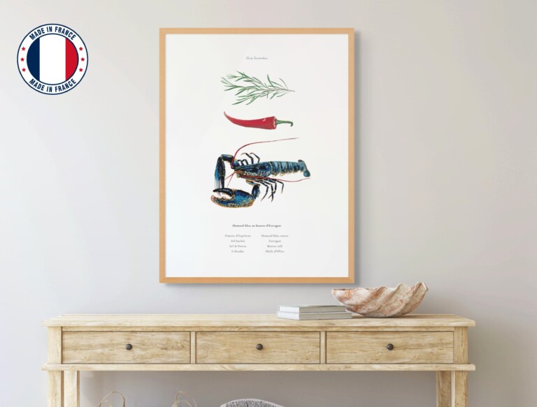 varek.illustrations - Affiche : La recette du Homard au Beurre d'Estragon
