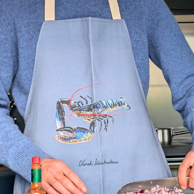 varek.illustrations - Tablier Bleu Profond 100% coton : Le Homard
