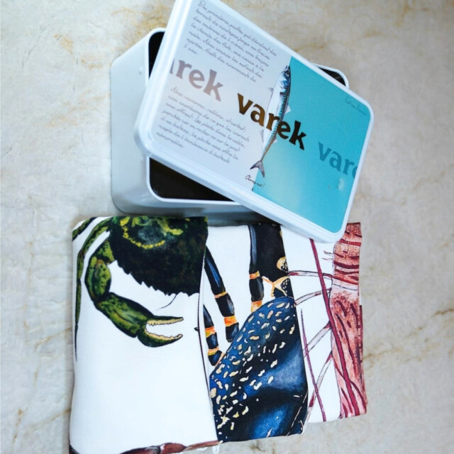 varek.illustrations - Lot de 3 Torchons 100% coton : Le plateau de fruits de mer