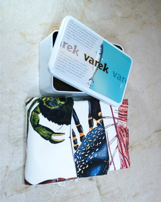 varek.illustrations - Lot de 3 Torchons 100% coton : Le plateau de fruits de mer