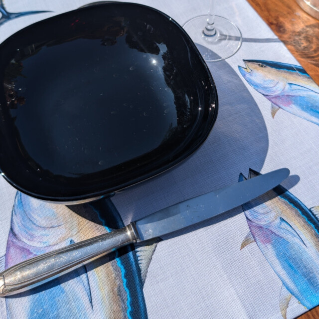 varek.illustrations - Set de table en coton enduit : Thon Rouge