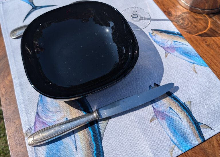 varek.illustrations - Set de table en coton enduit : Thon Rouge