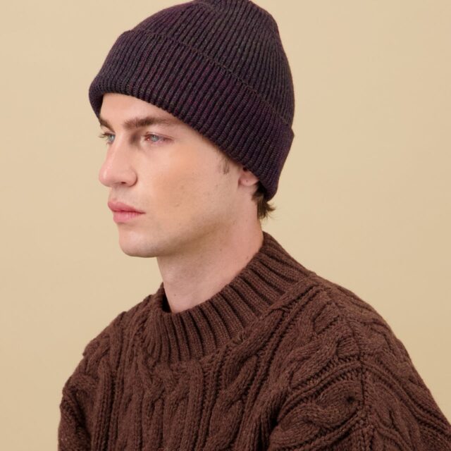 Nitto Knitwear - Bonnet Ara Chiné - Bordeaux / Kaki
