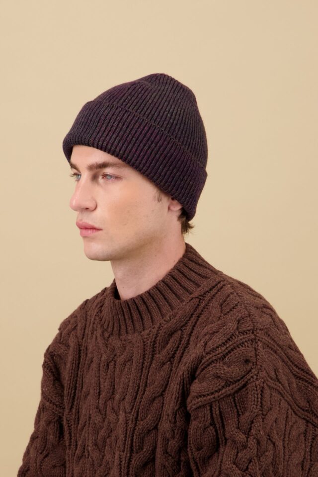Nitto Knitwear - Bonnet Ara Chiné - Bordeaux / Kaki