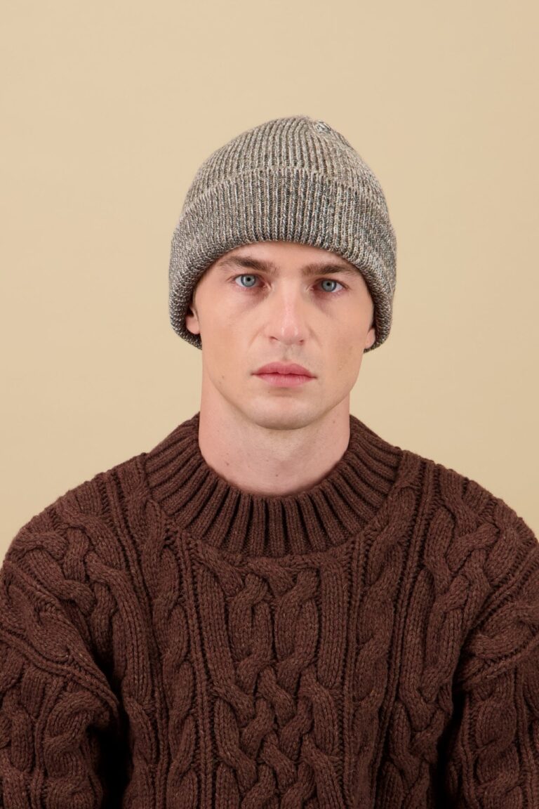 Nitto Knitwear - Bonnet Ara Chiné - Taupe / Écru