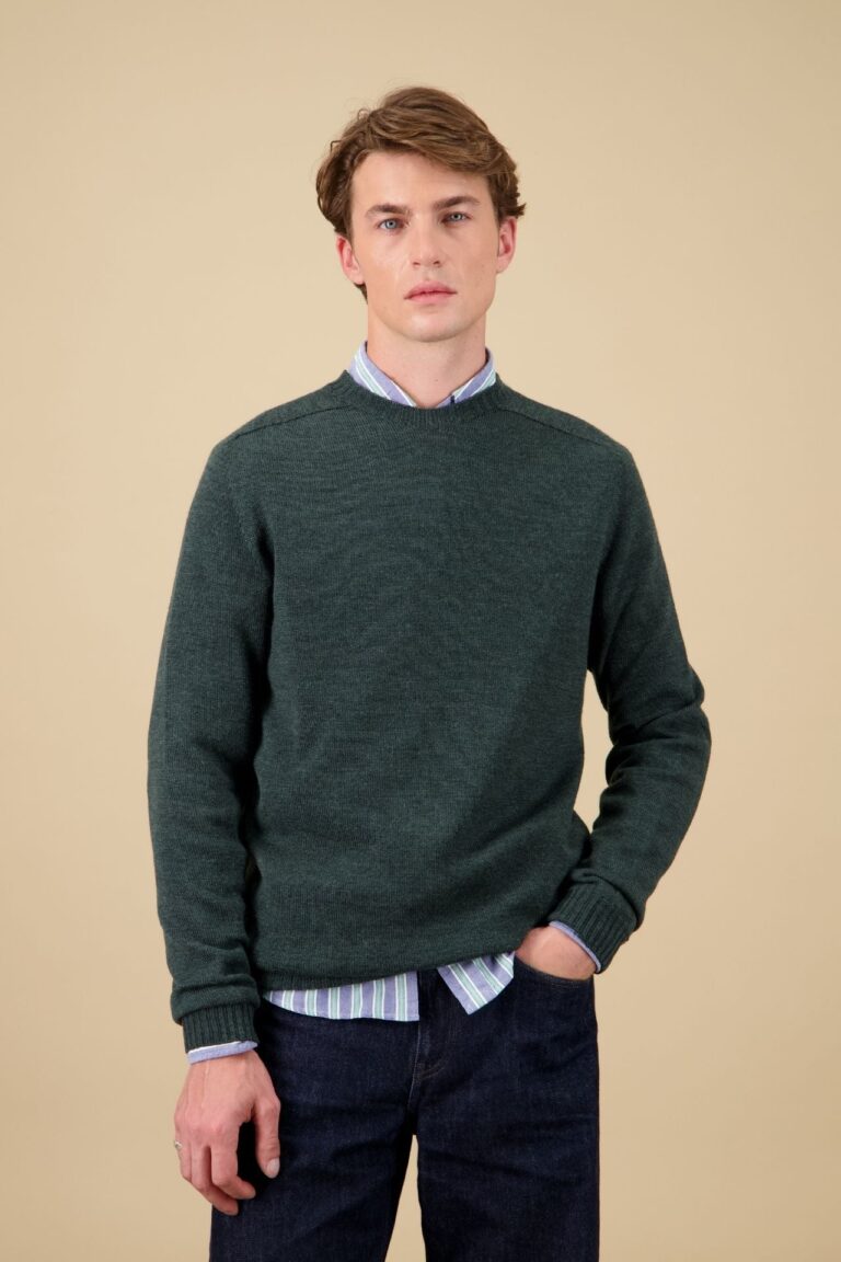 Nitto Knitwear - Pull Aris Col Rond - Vert Forêt
