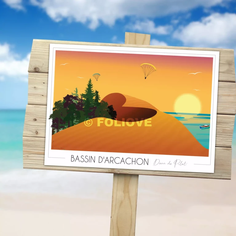 Foliove - Affiche Dune du Pilat - Bassin d'Arcachon