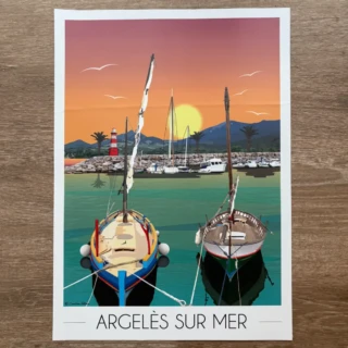 Affiche Argeles port 30x42 a petit prix