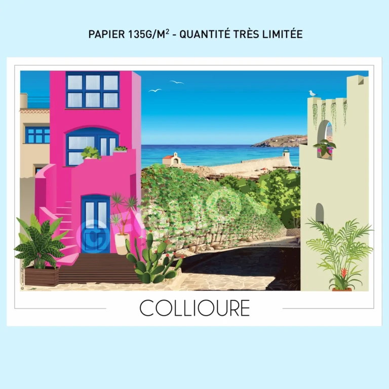 Foliove - Affiche Collioure Quartier du Mouré 50x70 cm | 135g