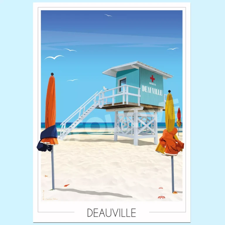 Affiche Deauville Plage Foliove Foliove - Affiche Deauville Plage