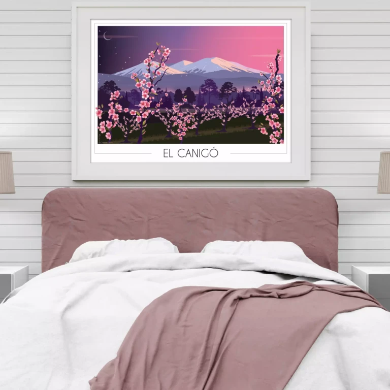 Foliove - Affiche Canigou Pêchers en fleurs