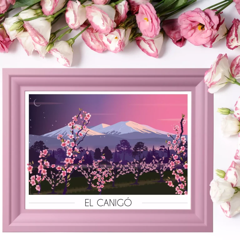 Foliove - Affiche Canigou Pêchers en fleurs