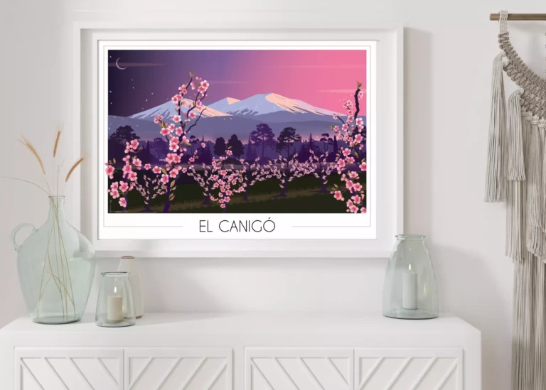 Foliove - Affiche Canigou Pêchers en fleurs