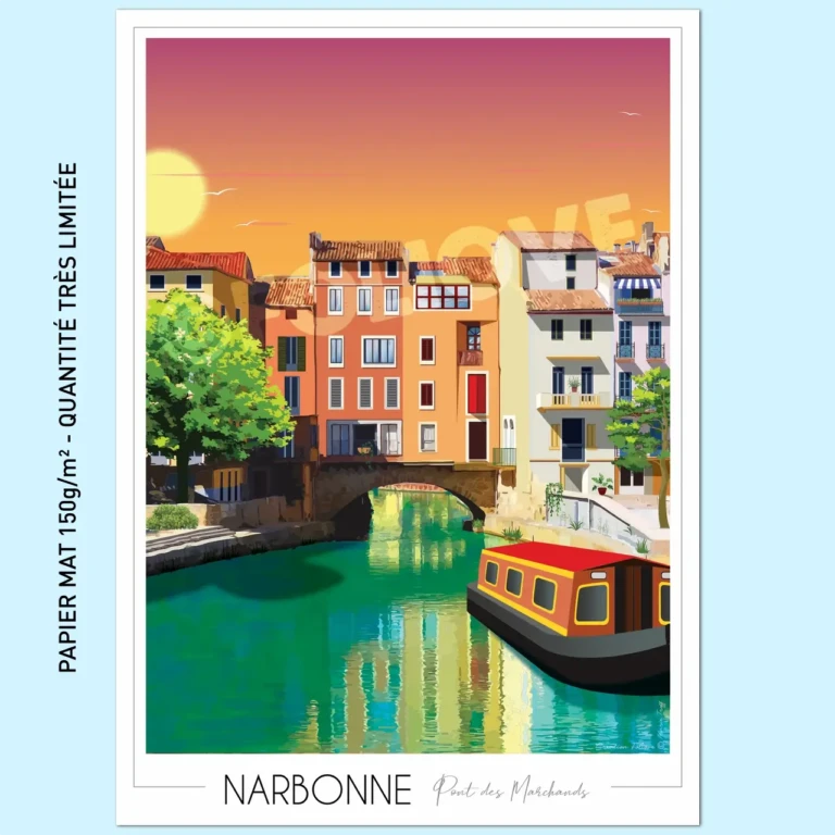 Foliove - Affiche Narbonne Pont des Marchands 50x70cm | 150G