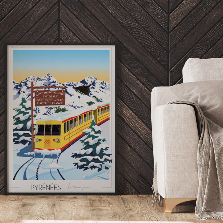 Foliove - Affiche Pyrénées Train Jaune - Bolquère