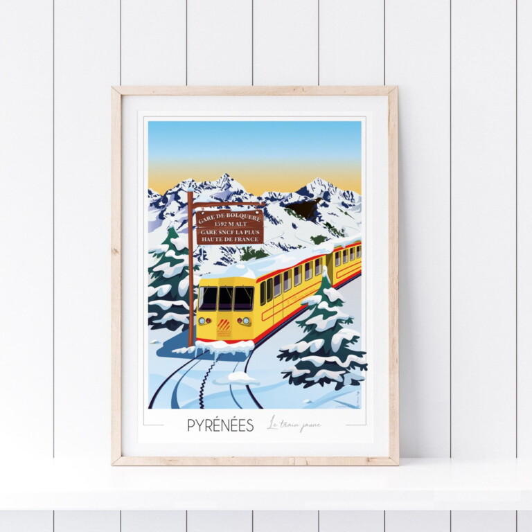 Foliove - Affiche Pyrénées Train Jaune - Bolquère