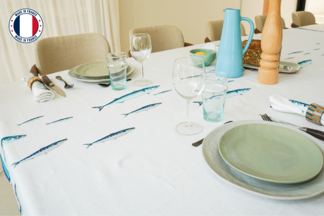 Varek Illustations - Nappe en coton rectangulaire 250 x 160 cm