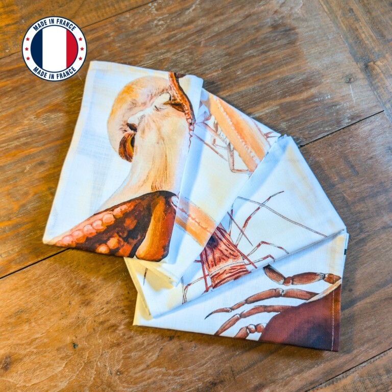 varek.illustrations - Pack de 4 serviettes de table : La Marée Rouge