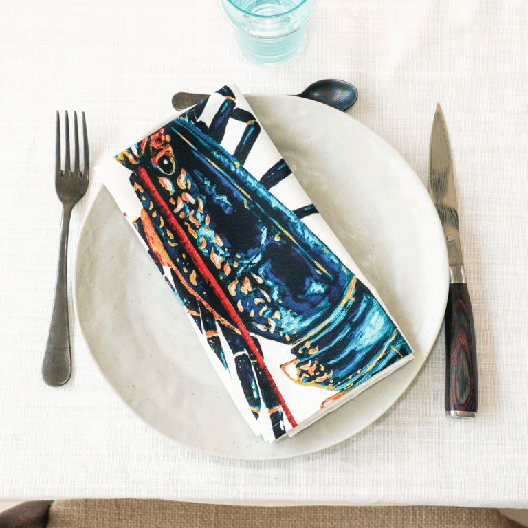varek.illustrations - Pack de 6 serviettes de table : La Marée Bleue