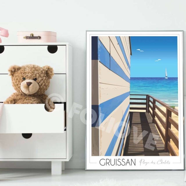 Foliove - Affiche Gruissan Cabane de Plage