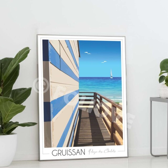 Foliove - Affiche Gruissan Cabane de Plage