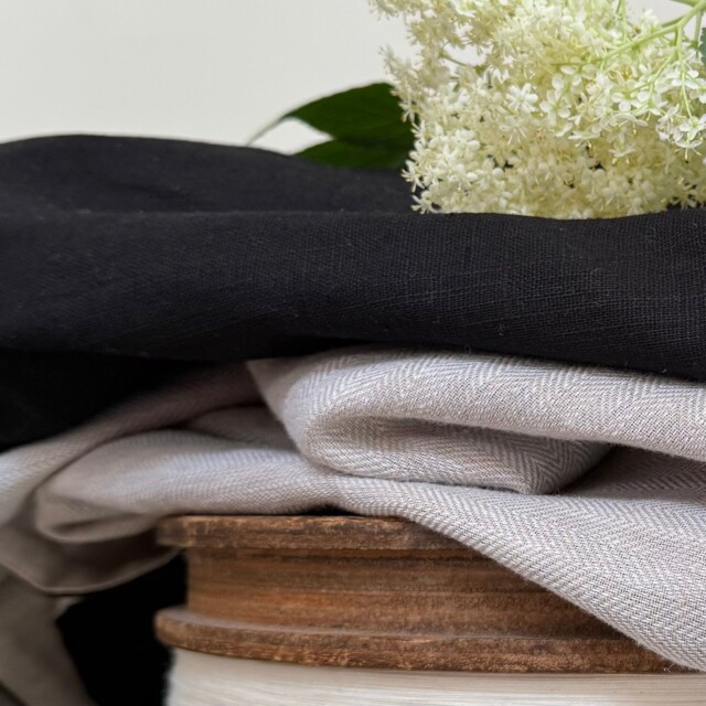 Quintessence - Veste Lisandre lin noire/ficelle