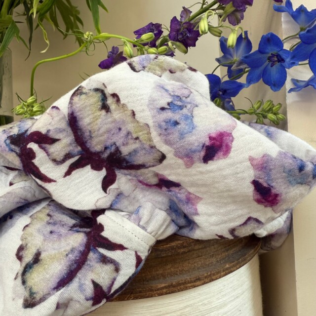 Quintessence - Blouse Ernestine double gaze de coton aquarelle chardon