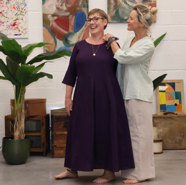 Quintessence - Robe Louisa manches 3/4 lin lilas